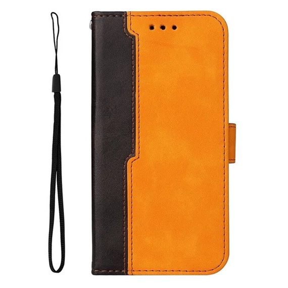 Apple Wooze Colour Wallet iPhone 16 Plus oldalra nyíló tok, stand, kártyatartóval, kézpánttal, narancssárga