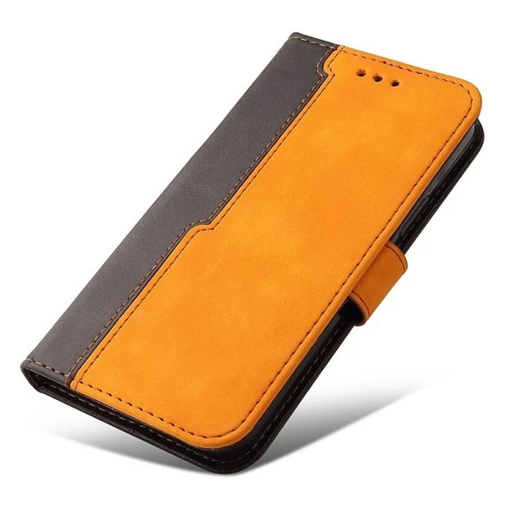 Apple Wooze Colour Wallet iPhone 16 Plus oldalra nyíló tok, stand, kártyatartóval, kézpánttal, narancssárga