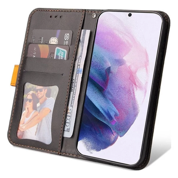 Apple Wooze Colour Wallet iPhone 16 Plus oldalra nyíló tok, stand, kártyatartóval, kézpánttal, narancssárga