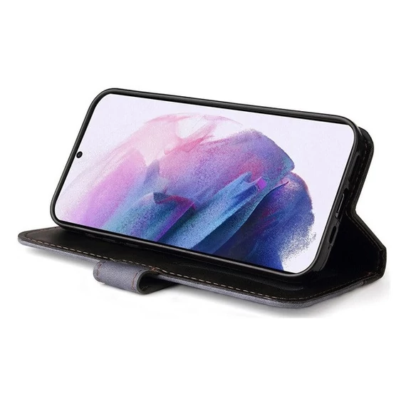 Apple Wooze Colour Wallet iPhone 16 Plus oldalra nyíló tok, stand, kártyatartóval, kézpánttal, szürke