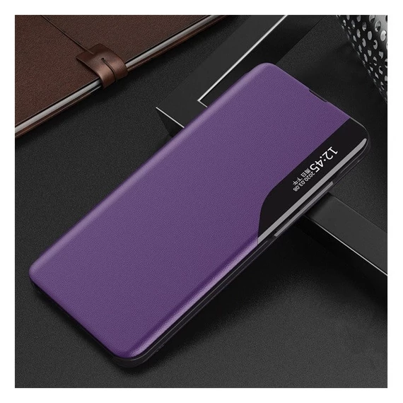 Apple Wooze FashionBook iPhone 16 Plus oldalra nyíló tok, stand, lila