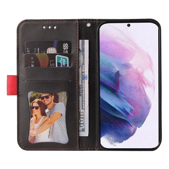 Apple Wooze Colour Wallet iPhone 16 Pro Max oldalra nyíló tok, stand, kártyatartóval, kézpánttal, piros
