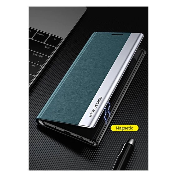 Apple Wooze Silver Line iPhone 16 Pro oldalra nyíló tok, stand, piros