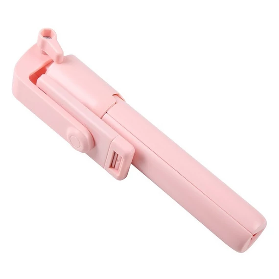 Prémium selfie bot, 19 - 70 cm, forgatható, exponáló gombbal, bluetooth-os, v4.0, tripod, R1, rózsaszín
