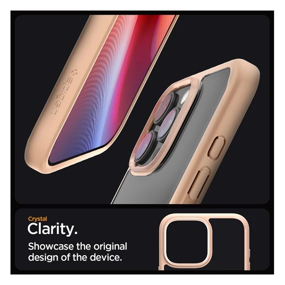 Spigen Ultra Hybrid iPhone 16 Pro tok, Rose Titanium, átlátszó-rozéarany