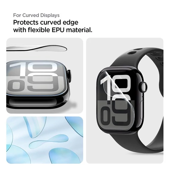 Spigen EliteShield EZ Fit Apple Watch 10 (46mm) kijelzővédő fólia felhelyező kerettel (2db)