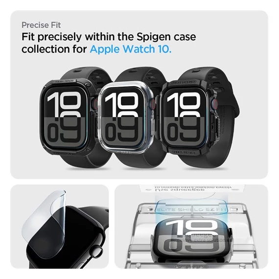 Spigen EliteShield EZ Fit Apple Watch 10 (46mm) kijelzővédő fólia felhelyező kerettel (2db)