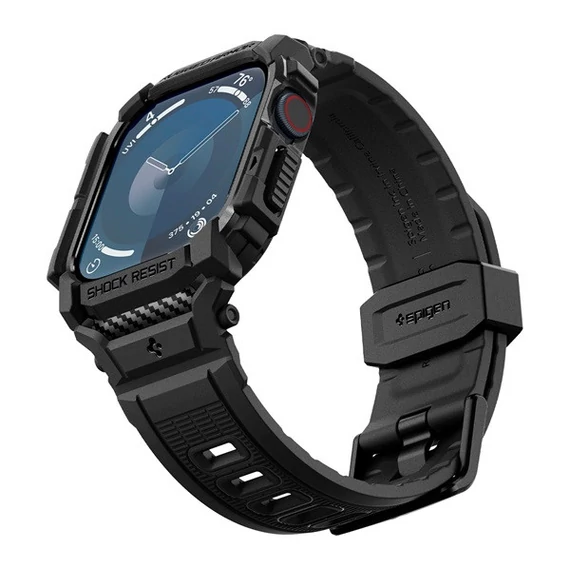 Spigen Rugged Armor Pro Apple Watch 10 (46mm) tok, Matte Black, fekete