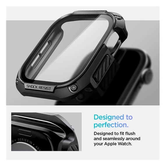 Spigen Tough Armor Apple Watch 10 (46mm) tok, Black, fekete