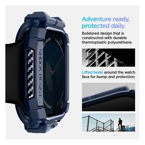 Spigen Rugged Armor Apple Watch 10 (46mm) tok, Navy Blue, kék