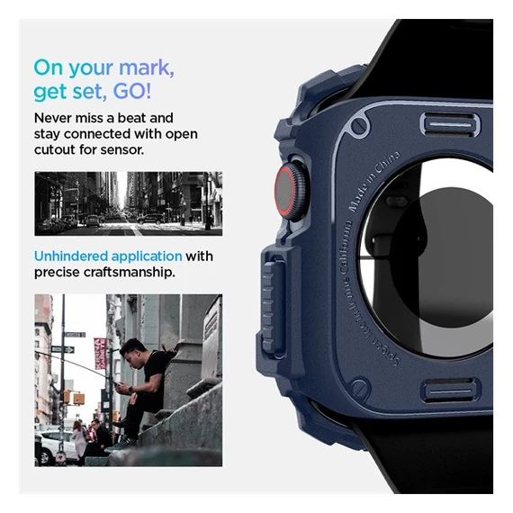 Spigen Rugged Armor Apple Watch 10 (46mm) tok, Navy Blue, kék