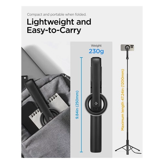 Spigen Tripod állvány Selfie Stick / Selfie bot hosszú verzió, fekete S580W