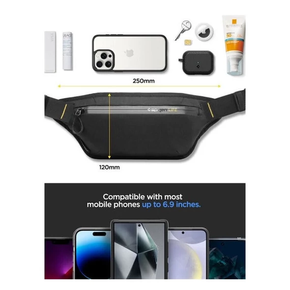 Spigen Klasden vízálló övtáska kulcstartóval, fekete KD411
