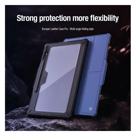Nillkin Bumper Pro Samsung Galaxy Tab S9 Ultra/S10 Ultra közepesen ütésálló tok kitámasztóval, fekete