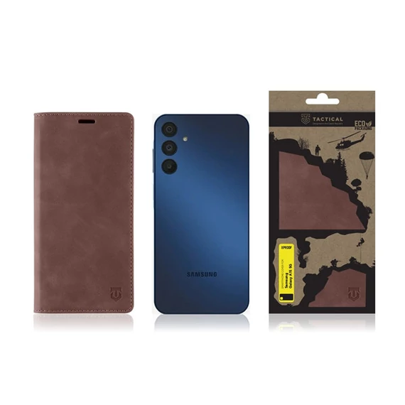 Tactical Xproof Samsung Galaxy A15 5G flip/oldalra nyíló tok, barna