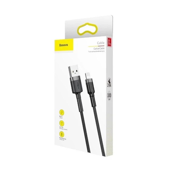 Baseus Lightning kábel, 2,4A, 0,5m, szürke/Fekete