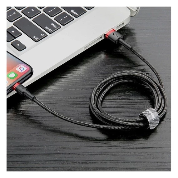 Baseus iPhone USB / Lightning adat/töltőkábel, 2,4A, 1m, Piros/Fekete