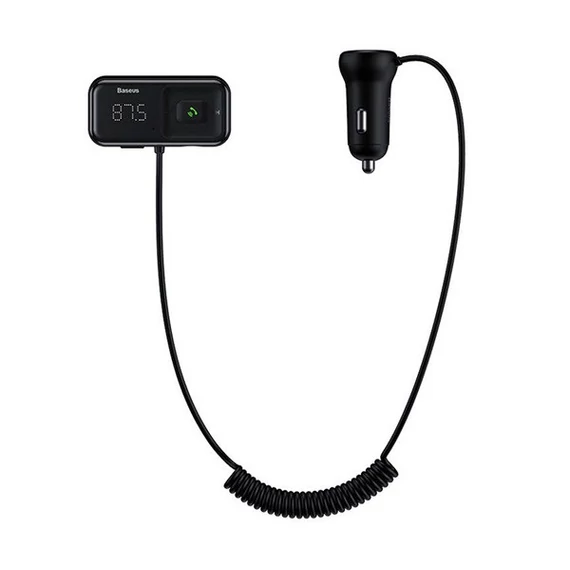 Baseus T Type S-16 vezeték nélküli Bluetooth MP3-lejátszó+2USB-Autós töltő, Fekete
