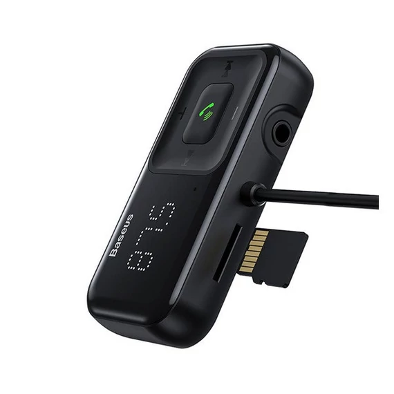 Baseus T Type S-16 vezeték nélküli Bluetooth MP3-lejátszó+2USB-Autós töltő, Fekete