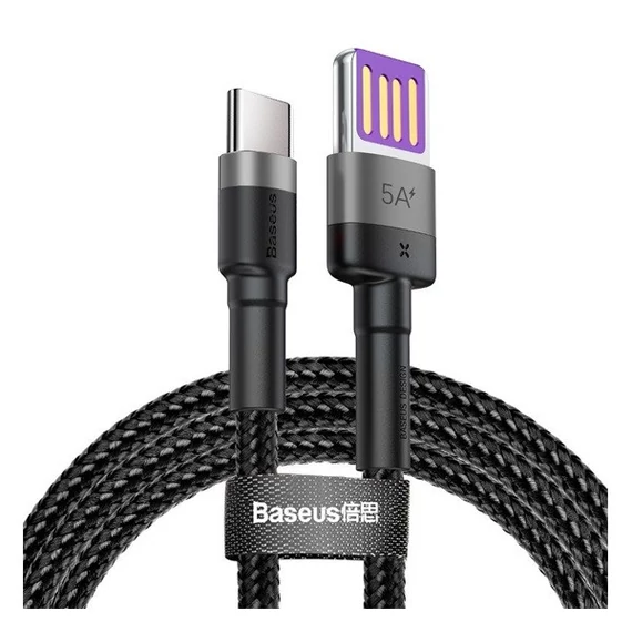 Baseus Cafule USB-USB-C kábel Huawei SuperCharge, QC 3.0, 5A, 1m, fekete/szürke
