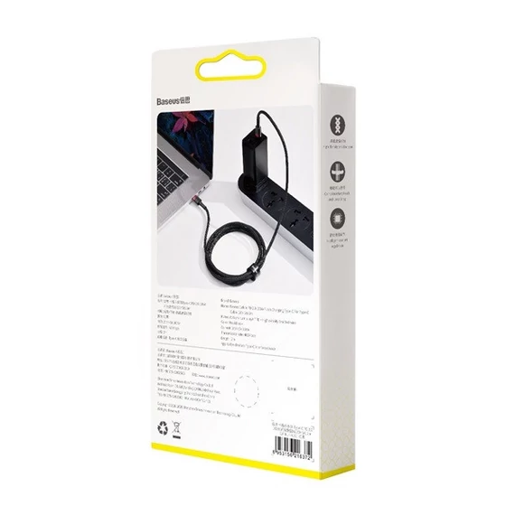 Baseus Cafule USB-C adatkábel, 100W 2m, fekete