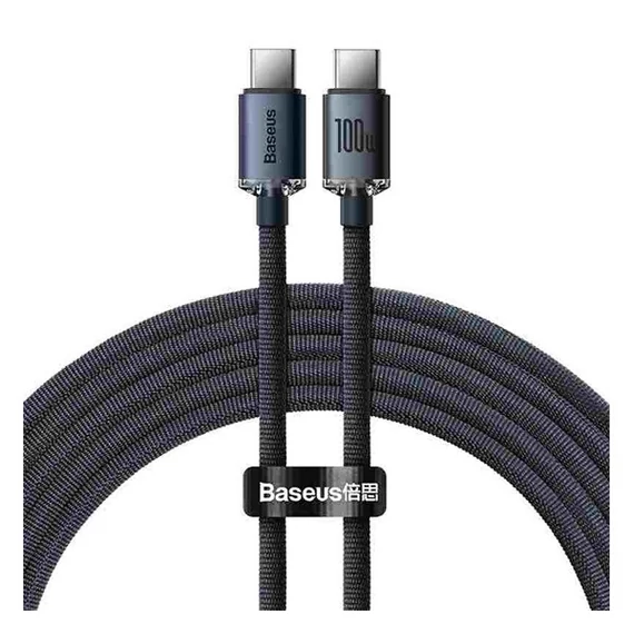 Baseus Crystal Shine USB-C - USB-C kábel, 100W, 1.2m, fekete