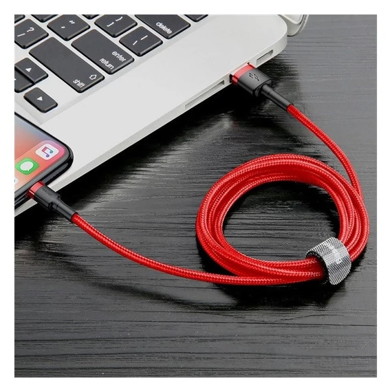Baseus Cafule 2.4A Lightning - USB-kábel, 1m, piros