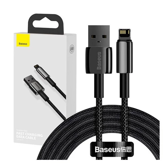 Baseus Tungsten Gold USB - Lightning kábel, 2,4A, 2m, fekete