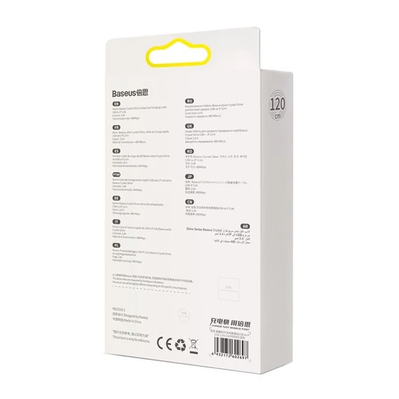 Baseus Crystal Shine USB-Lightning kábel, 2.4A, 1.2m, kék