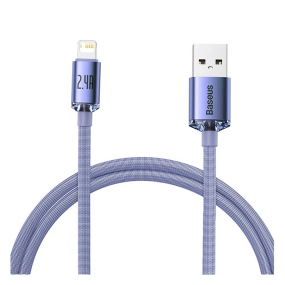 Baseus Crystal Shine USB - Lightning kábel, 2,4A, 1.2m, lila