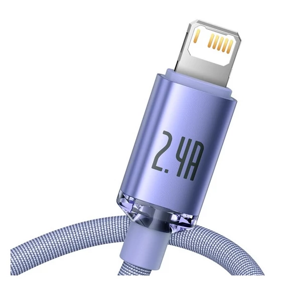 Baseus Crystal Shine USB - Lightning kábel, 2,4A, 1.2m, lila