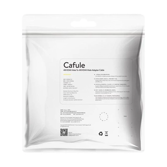 Baseus Cafule HDMI 2.0 kábel, 4K, 3D, 2m, fekete/szürke