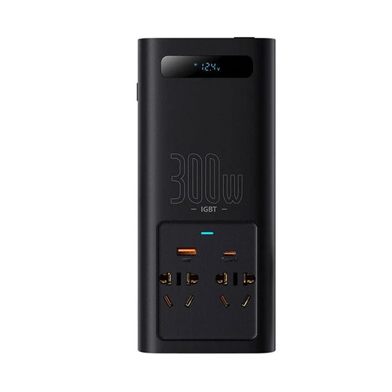 Baseus autós inverter 300W, 220V, fekete (CN / EU)
