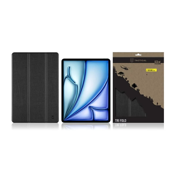 Tactical Book Tri Fold Apple iPad Air 13 ( 2024 / 2025 ), flip tok, fekete