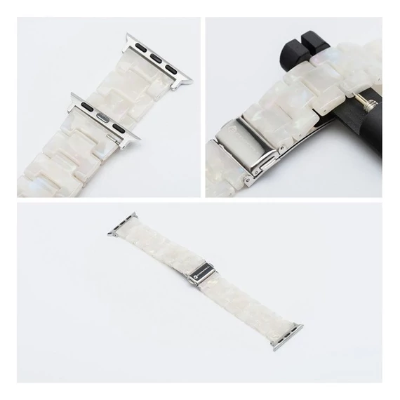 Forcell F-Design FA04 Apple Watch 42/44/45/49mm márvány mintás szíj, fehér