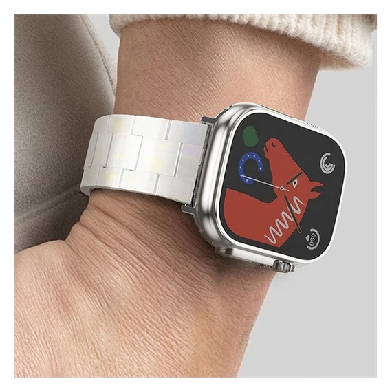 Forcell F-Design FA04 Apple Watch 42/44/45/49mm márvány mintás szíj, fehér