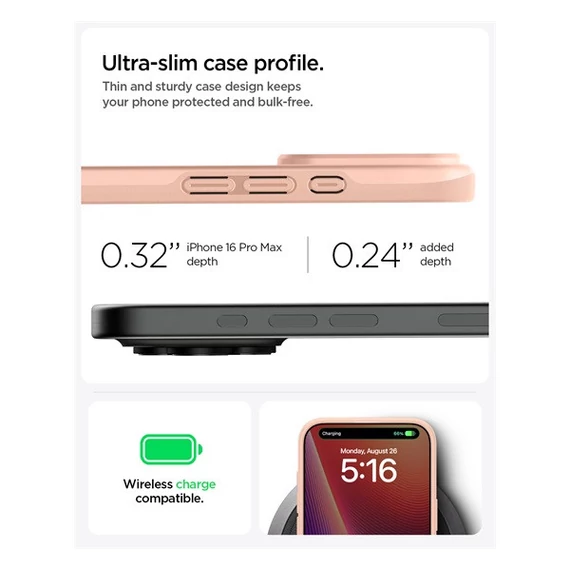 Spigen Thin Fit MagFit Apple iPhone 16 Pro Max tok, Rose Titanium MagSafe, rózsaszín