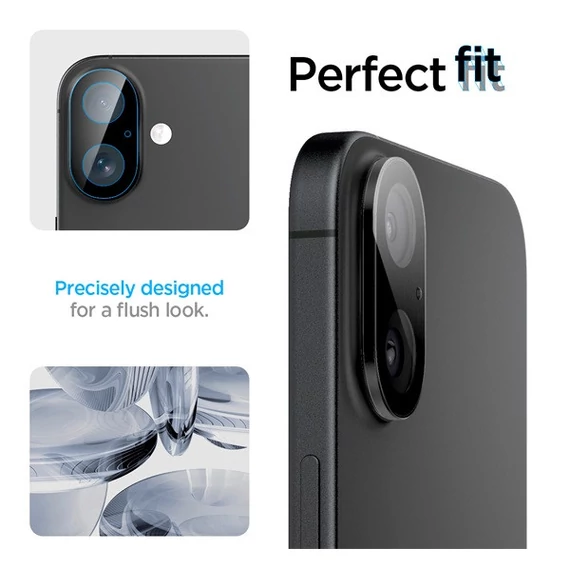 Spigen Glas.tR Optik Apple iPhone 16 Plus/ iPhone 16 Tempered kameravédő fólia, fekete (2db)