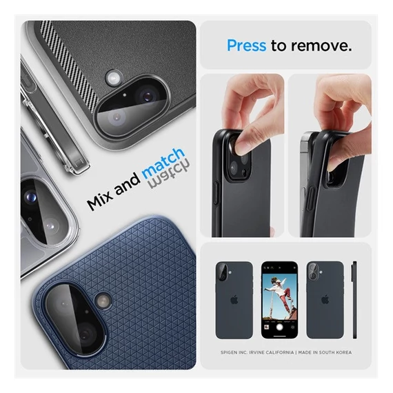 Spigen Glas.tR Optik Apple iPhone 16 Plus/ iPhone 16 Tempered kameravédő fólia, fekete (2db)