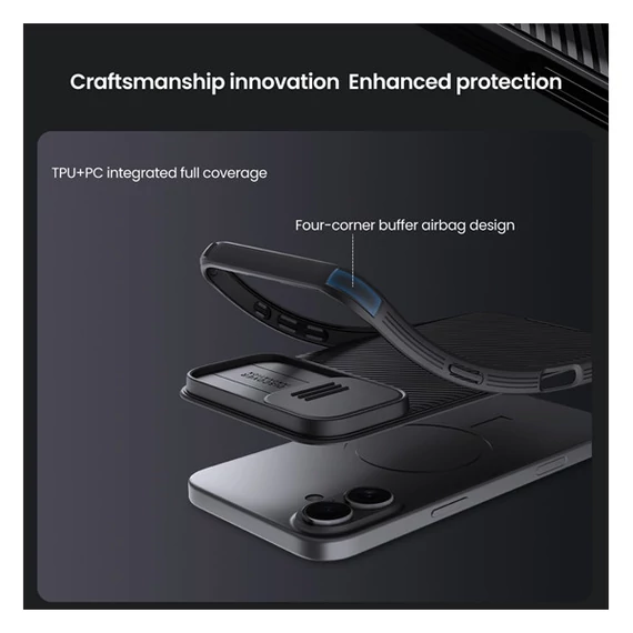 Nillkin CamShield Pro Apple iPhone 16 műanyag hátlap tok, fekete