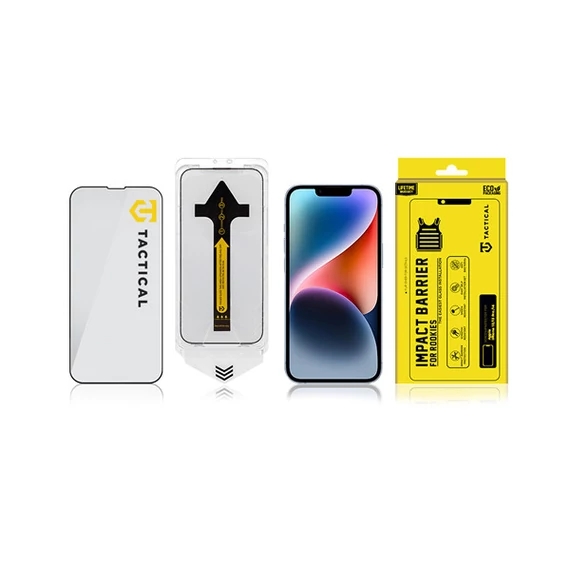 Tactical Impact Barrier Apple iPhone 16e / 13 / 14 / 13 Pro tempered glass kijelzővédő fólia felhelyező kerettel