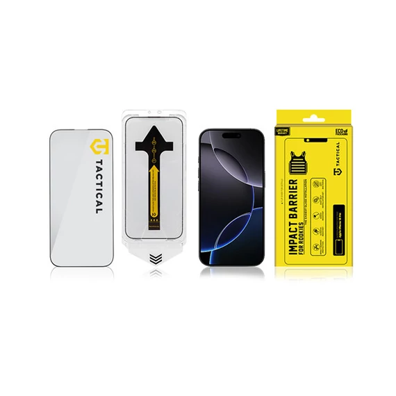 Tactical Impact Barrier Apple iPhone 16 Pro tempered glass kijelzővédő fólia felhelyező kerettel