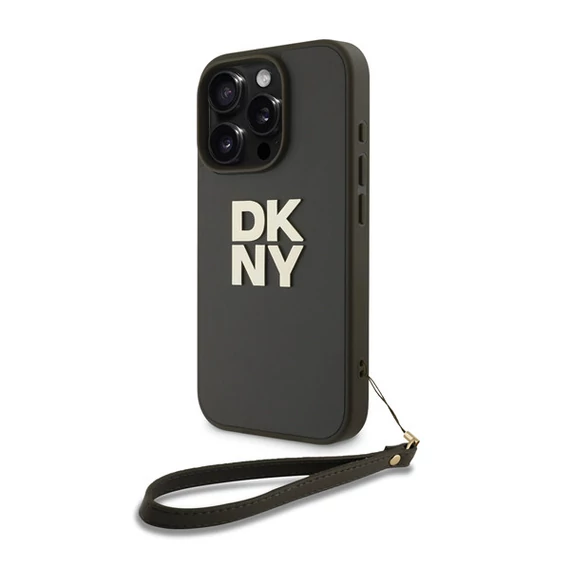 DKNY PU Leather Stack Logo iPhone 16 Pro Max tok csuklópánttal, zöld