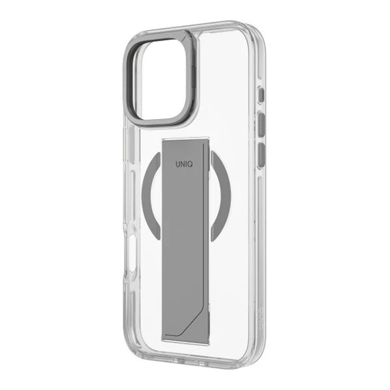 Uniq Heldro Max iPhone 16 Pro Max MagSafe tok kitámasztóval,  átlátszó