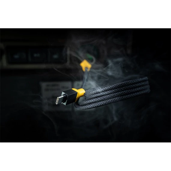 Tactical MagRope USB-C-USB-C adatkábel szövet bevonattal, 1m, fekete/sárga
