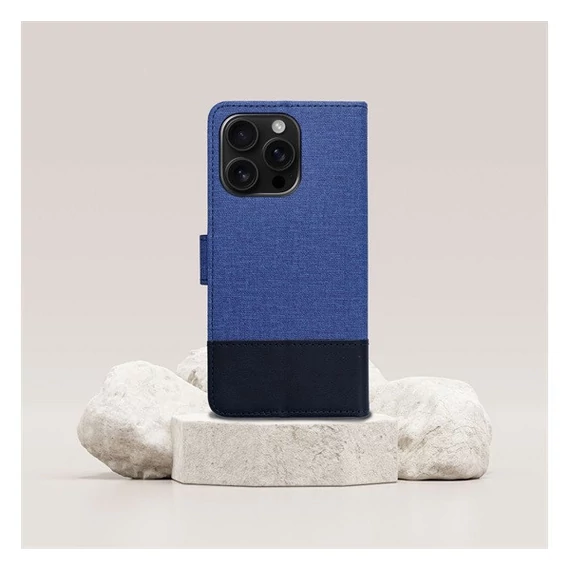 Gomma iPhone 16 flip/oldalra nyíló tok kártyatartó résszel, kék