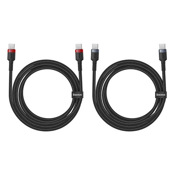 Baseus Cafule USB-C USB-C töltőkábel, 100W,1m, fekete-piros/fekete-szürke