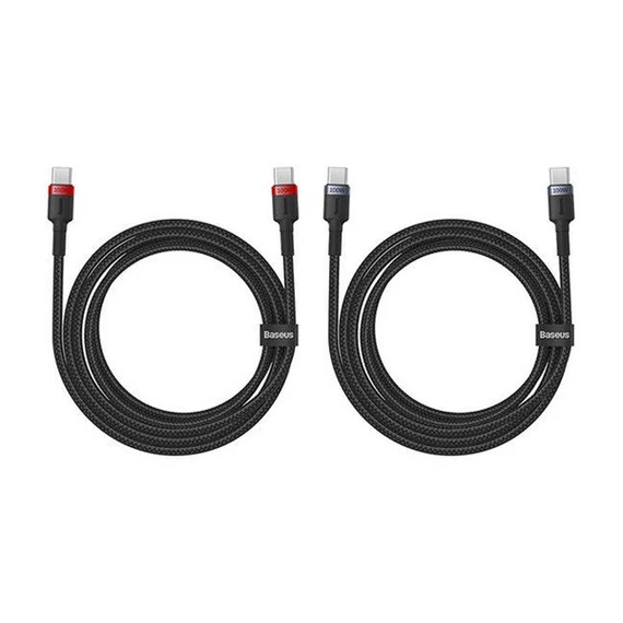 Baseus Cafule USB-C USB-C töltőkábel, 100W,2m, fekete-piros/fekete-szürke