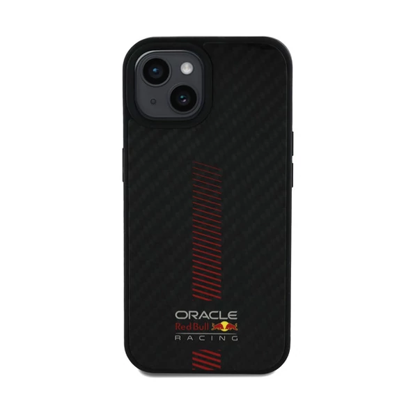 Red Bull Powerbar iPhone 15 Carbon MagSafe tok, fekete