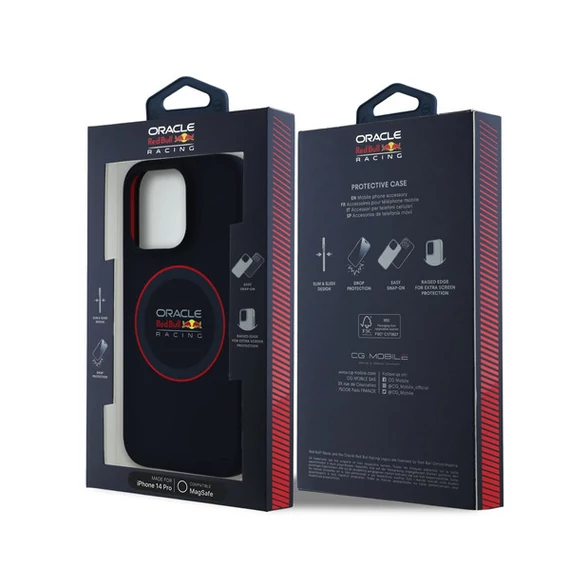 Red Bull Red Ring iPhone 14 Pro szilikon MagSafe tok, tengerészkék